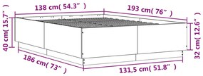 Πλαίσιο Κρεβατιού Καπνιστή Δρυς 135x190 εκ. Επεξεργασμένο Ξύλο - Καφέ