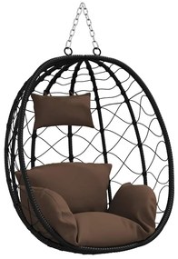 vidaXL Κρεμαστή καρέκλα αυγό Καφέ 91.5 x 60 x 110 εκ. συνθετικό ρατάν