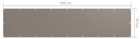 Διαχωριστικό Βεράντας Taupe 90 x 400 εκ. Ύφασμα Oxford - Μπεζ-Γκρι