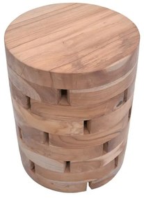 Σκαμπό Shard Inart φυσικό μασίφ ξύλο teak Φ35x45εκ 35x35x45 εκ.