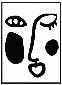 Κάδρο Σε Καμβά Art Face 1 021091 53x73xH3,5cm White-Black Κάθετοι Ξύλο, Καμβάς