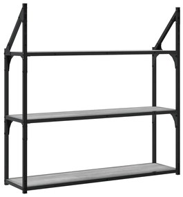 vidaXL Ραφιέρα Τοίχου με 3 Ράφια Γκρι Sonoma Επεξεργ. Ξύλο