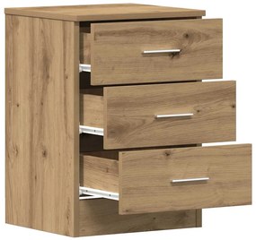 Κομοδίνο Αρτισιανή Δρυς 38x35x55 εκ. από Επεξεργασμένο Ξύλο - Καφέ