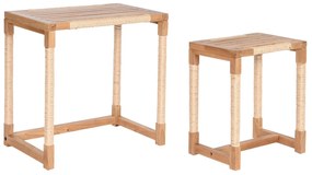 Σετ με 2 τραπέζια Home ESPRIT Φυσικό Σχοινί Έλατο 58 x 38 x 60 cm
