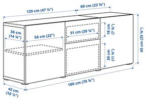 BESTÅ σύνθεση αποθήκευσης με συρτάρια ανοίγματος με πίεση, 180x42x65 cm 194.126.47