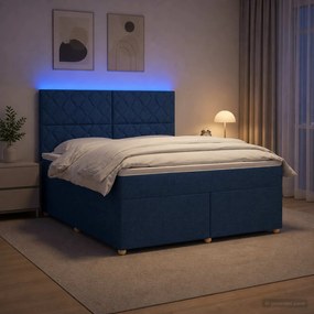 vidaXL Κρεβάτι box spring με στρώμα Μπλε 160 x 200 cm Ύφασμα