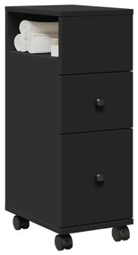 Ντουλάπι Μπάνιου Στενό με Ροδάκια Μαύρο Επεξ. Ξύλο