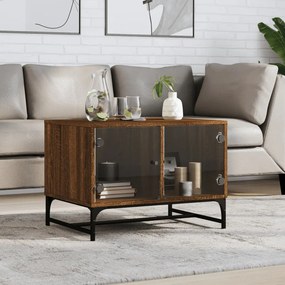 vidaXL Coffee Table Brown Oak Medium Engineered wood, glass, steel
