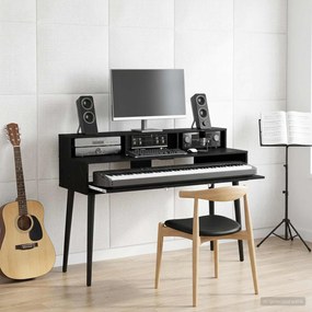 vidaXL Γραφείο Στούντιο Μαύρη Δρυς 130 x 42,5 x 36 εκ