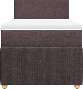 vidaXL Κρεβάτι Boxspring με Στρώμα Σκούρο Καφέ 90x190 εκ. Υφασμάτινο