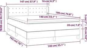vidaXL Κρεβάτι Boxspring με Στρώμα Κρεμ 140x190 εκ. Υφασμάτινο