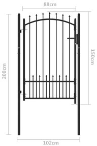 vidaXL Πύλη Φράχτη Μαύρο 100 x 150 cm Ατσάλι με Επικάλυψη Πούδρας