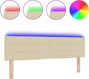 vidaXL LED κεφαλάρι με φώτα λωρίδας LED Κρεμ 144 cm Πολυεστέρας