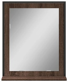 vidaXL Καθρέφτης Μπάνιου με Ράφι Καφέ Δρυς 50x12x60 εκ. Επεξ. Ξύλο