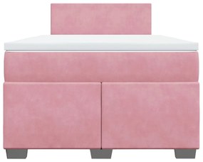 vidaXL Κρεβάτι Boxspring με Στρώμα Ροζ 120x190 εκ. Βελούδινο