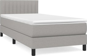vidaXL Κρεβάτι Boxspring με Στρώμα Ανοιχτό Γκρι 90x190 εκ. Υφασμάτινο