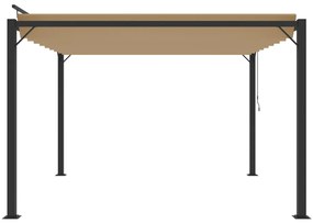 vidaXL Κιόσκι με Ανοιγόμενη Οροφή Taupe 3 x 3 μ. Ύφασμα και Αλουμίνιο