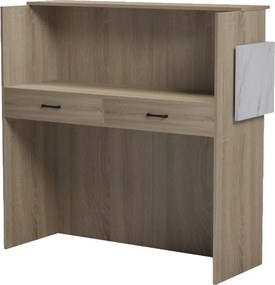 Γραφείο reception Optima pakoworld με led sonoma-λευκή όψη μαρμάρου 110x40x110εκ