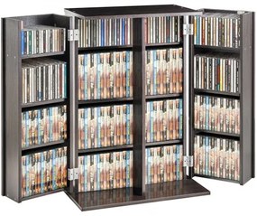 VEVOR Media Storage Cabinet 4 Layers Adjustable DVD Shelves 576 CDs Espresso