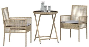 vidaXL Σετ Μπιστρό Κήπου 3 pcs Μπεζ Πολυ ράταν