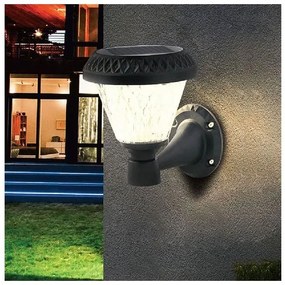 Ηλιακό Φωτιστικό Κήπου LED 0.8W 75lm 90° Στρογγυλό IP44 Επιτοίχιο CCT 3σε1 Θερμό+Φυσικό+Ψυχρό Λευκό Μαύρο 93575 VTAC-93575-Μαύρο 93575
