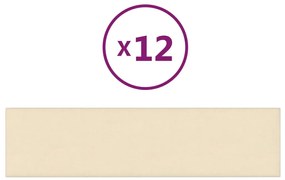vidaXL Πάνελ Τοίχου 12 τεμ. Κρεμ 60 x 15 εκ. 1,08 μ² Υφασμάτινα