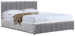 Επενδυμένο Κρεβάτι Snuggle Διπλό με Αποθηκευτικό χώρο Βελούδο Γκρί 160x200εκ. 168x212x100 εκ.