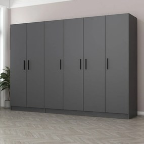 Εξαφυλλη Ντουλαπα Ανθρακι KALEO 52x270x190