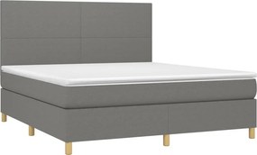 vidaXL Κρεβάτι Boxspring με Στρώμα Σκούρο Γκρι 180x200 εκ Υφασμάτιν