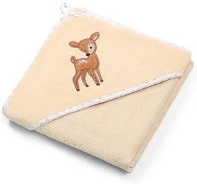 BabyOno Πετσέτα Βελουτέ Βαμβακερή Με Κουκούλα 100 x 100 Μπεζ BN540-05