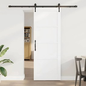 vidaXL Συρόμενη Πόρτα με Σετ Εξαρτημάτων Λευκή 78x211 εκ. Συμπαγές Ξύλο Πεύκου
