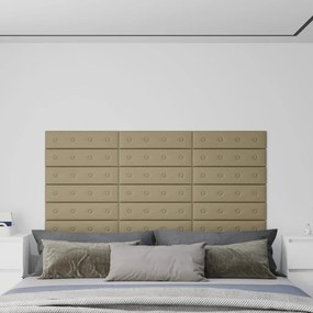 vidaXL Πάνελ Τοίχου 12 τεμ. Καπουτσίνο 60 x 15 εκ. 1,08 μ² Συνθ. Δέρμα