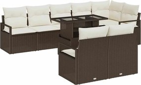 vidaXL Σετ Καναπέ Κήπου 9 pcs Καφέ και κρεμ συνθετικό ρατάν