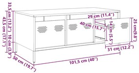 Τραπεζάκι Σαλονιού Ροζ 101,5x50x43,5εκ από Χάλυβα Ψυχρής Έλασης - Ροζ