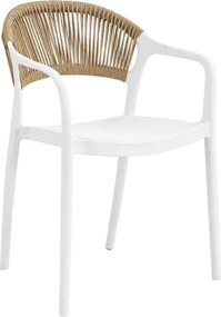 DONNA Πολυθρόνα-Pro Στοιβαζόμενη, PP-UV Άσπρο, Rope Wicker Φυσικό   1τμχ