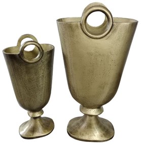 Βάζο Αλουμινίου Rengo 022172 (Σετ 2τμχ) L: 26x10xY50cm, M: 18x10xY40cm Antique Gold Aluminium