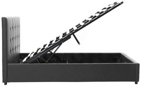 Κρεβάτι Roi pakoworld 160x200 PU μαύρο ματ + αποθηκευτικό χώρο