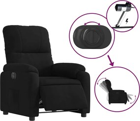 vidaXL Πολυθρόνα Ηλεκ. Ανακλινόμενη Ανύψωση Μαύρο Ύφασμα Μικροϊνών