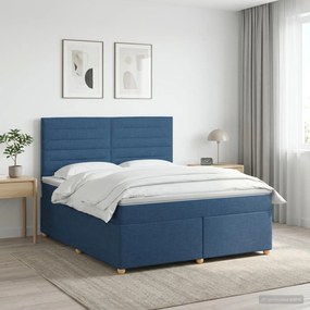 vidaXL Κρεβάτι box spring με στρώμα Μπλε 140 x 190 cm Ύφασμα