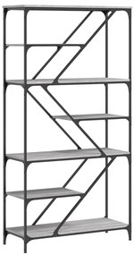 vidaXL Βιβλιοθήκη Γκρι Sonoma 91 x 36 x 176 εκ. Επεξεργ. Ξύλο / Ατσάλι