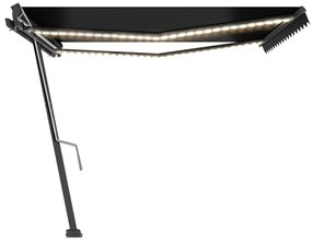 vidaXL Τέντα Συρόμενη Χειροκίνητη με LED Ανθρακί 400 x 300 εκ.