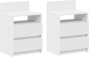 vidaXL Κομοδίνα 2 τεμ. με 2 Συρτάρια Λευκά 40x33x60 εκ.