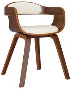 Καρέκλα Τραπεζαρίας Κρεμ από Συνθετικό Δέρμα &amp; Λυγισμένο Ξύλο - Κρεμ
