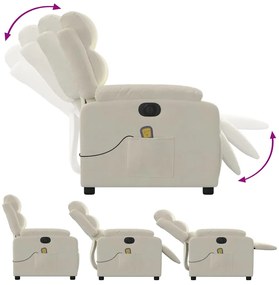vidaXL Πολυθρόνα Μασάζ Ηλεκ. Ανακλινόμενη Κρεμ Βελούδο