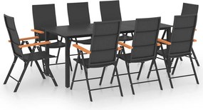 vidaXL Σετ Τραπεζαρίας Κήπου 9 Τεμαχίων Μαύρο / Καφέ