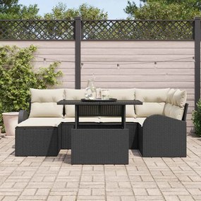 vidaXL Σετ Καναπέ Κήπου με αποθήκευση 7 pcs Μαύρο Πολυ ράταν