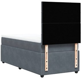 vidaXL Κρεβάτι Boxspring με Στρώμα Σκούρο Γκρι 80x200 εκ. Βελούδινο