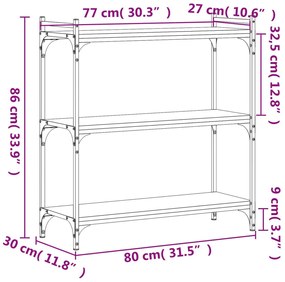 Βιβλιοθήκη 3 Επιπέδων Καπνιστή Δρυς 80x30x86 εκ. Επεξεργ. Ξύλο - Καφέ