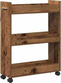 vidaXL Ντουλαπιού με τροχούς Παλιό ξύλο 60 x 22 x 79 εκ