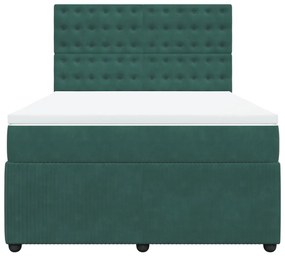 vidaXL Κρεβάτι Boxspring με Στρώμα Σκούρο Πράσινο 160x200εκ. Βελούδινο